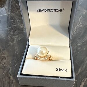 New Directions Gold Ring with Pearl Accent